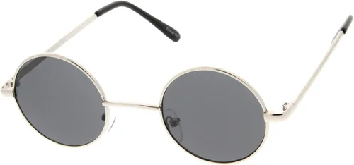 Vista 9 de Gafas de sol redondas de metal de 1.614 in, estilo retro de Lennon. Oro/azul.