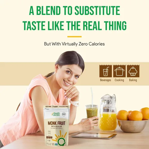Vista 8 de Health Garden Fruta del monje con edulcorante de alulosa, alternativa natural de azúcar a base de plantas con cero calorías, sin gluten, vegano