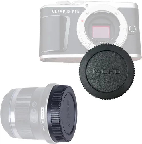 Vista 2 de Tapa de cuerpo M4/3 y cubierta de lente trasera de cámara compatible con Olympus y para Panasonic BMPCC Micro Four Thirds MFT M4/3 Mount Lens como