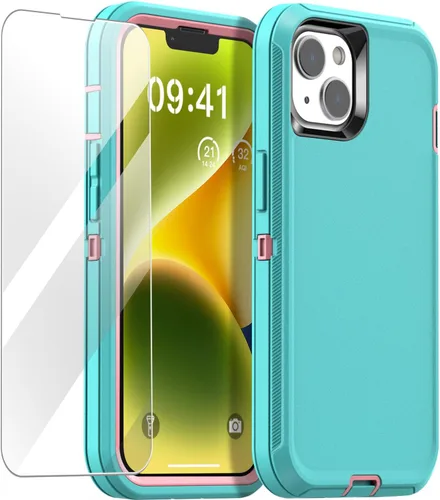 Vista 14 de AICase Funda para iPhone 14 (6.1 pulgadas) con protector de pantalla de vidrio, protección contra caídas de alta resistencia, cuerpo completo, a