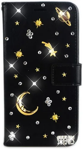 Vista 26 de Bling - Funda tipo cartera para teléfono compatible con Samsung Galaxy Z Fold 3 5G, elegante, hecha a mano en 3D con cristales y mariposas