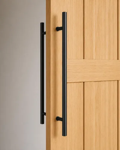 Vista 11 de Prima Decorative - Manija larga para puerta, manija de puerta de entrada de 18 pulgadas, forma redonda en forma de "H", acero inoxidable 304 - Negro