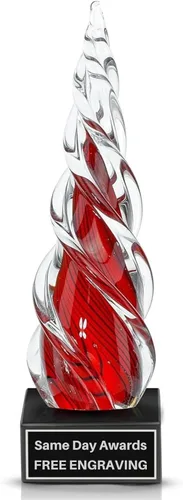 Vista 28 de Premio de Vidrio Artístico Soplado a Mano – Premio Elegante con Grabado Personalizado para Corporativo, Deportes, Jubilación, Reconocimiento