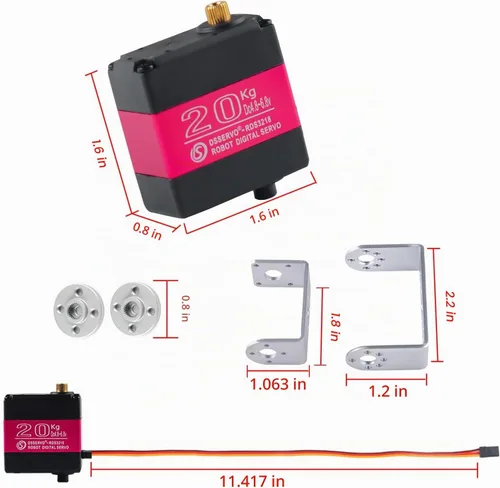 Vista 6 de RDS3218 - Servo digital de doble eje U de 44.1 lbs, servo digital a control remoto, brazo robot, servo de engranaje de metal completo de alto par