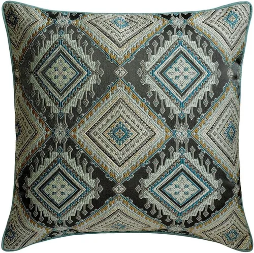Vista 42 de The HomeCentric Funda de almohada con cremallera, funda de cojín azul de 12 x 12 pulgadas, funda de cojín de algodón bordado para sofá, diseño
