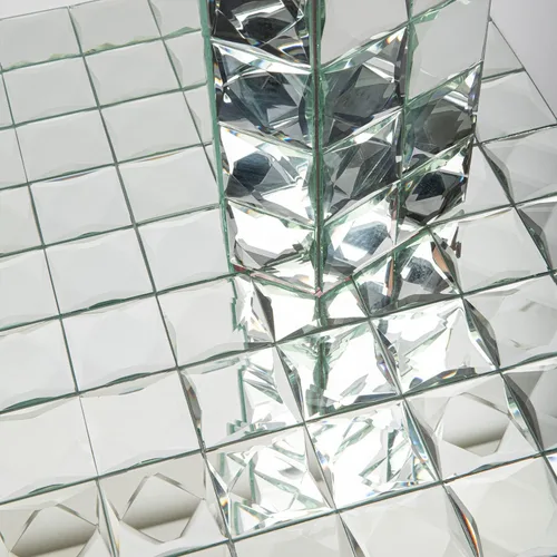 Vista 3 de Lovdeco Azulejo de Mosaico de Vidrio Espejo Adhesivo de 2 pulgadas, 9 Caras Biseladas de Cristal Plateado para Salpicadero de Cocina, 12 x 10 Plata