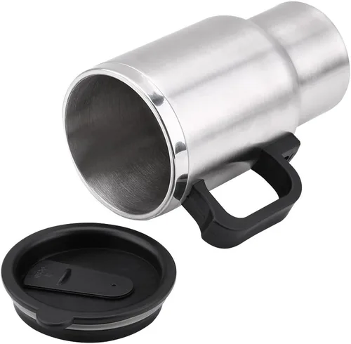 Vista 9 de Taza de calefacción para coche, taza de viaje de acero inoxidable de 12 V, taza eléctrica para coche, calentador de café de 15.2 fl oz, taza térmica