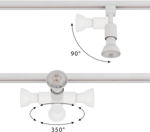 Vista 5 de mirrea Cabezal de iluminación de riel tipo J a E26 Adaptador de base de tornillo mediano Dirección de luz ajustable paquete de 3 (blanco)