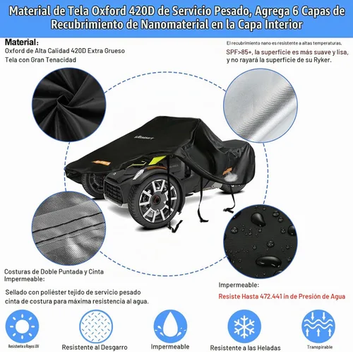 Vista 3 de Cubierta Can Am Ryker Impermeable, Cubierta Completa Mejorada Compatible con Accesorios Can-am Ryker 600/900/Sport/Edición Rally, Cubierta Completa