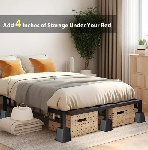 Vista 6 de Elevadores de muebles de cama de 4 pulgadas, elevadores de cama resistentes, elevadores de muebles para cama, sofá, escritorio, silla, extensores