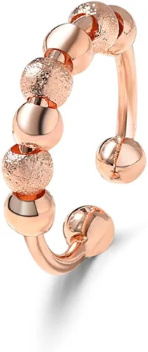 Vista 3 de JILIYUPA Anillos giratorios chapados en oro de 14 quilates para mujeres y hombres, cuentas de oro, anillos antiansiedad, banda giratoria, unisex