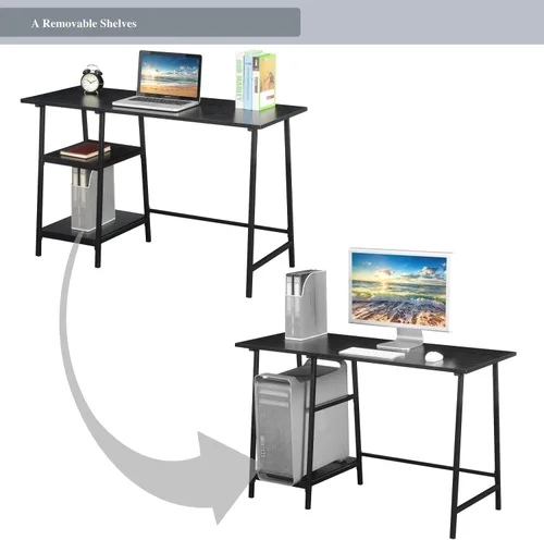 Vista 5 de Convenience Concepts Designs2Go - Escritorio de metal de madera con caballete, color negro