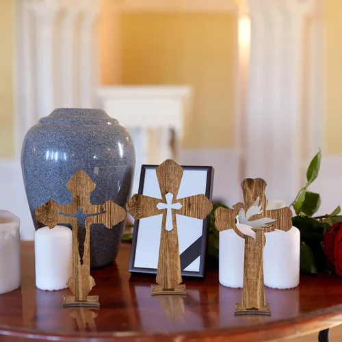 Vista 4 de Kathfly 24 cruces de madera de Pascua para manualidades, decoración de bautismo, católica, rústica, sin terminar, para centros de mesa, decoración