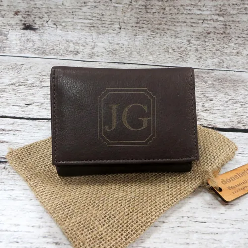 Vista 8 de Genuine Leather Tri Fold Personalized Mens Wallet (777)