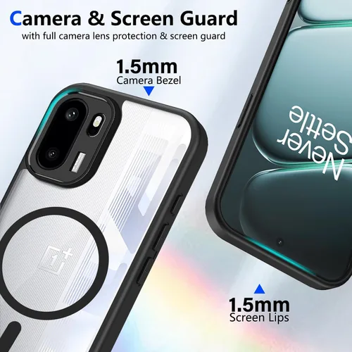 Vista 162 de Funda magnética transparente compatible con Xiaomi 17T, color negro 2 en 1 PC + TPU cubierta de teléfono a prueba de golpes, carcasa protectora