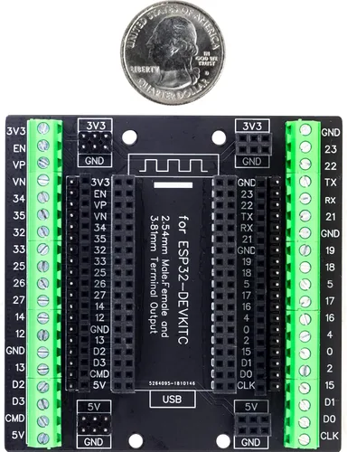 Vista 6 de whiteeeen para ESP32 Super Breakout Board 3.81mm / 0.15" Terminal GPIO Placa de expansión 3 tipos de salidas para ESP32-DevKitC ESP-WROOM-32 Bloque