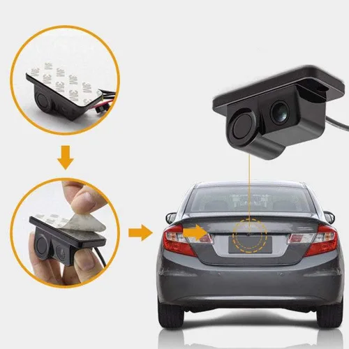 Vista 7 de PolarLander Cámara de visión trasera del coche 2 en 1 diseño de la cámara del sensor de aparcamiento Kit Auto Reversing Backup Radar