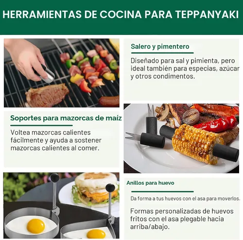 Vista 5 de Grilljoy Juego de accesorios para parrilla de 46 piezas con mango de plástico robusto, kit de herramientas para parrilla todo en uno para parrillas