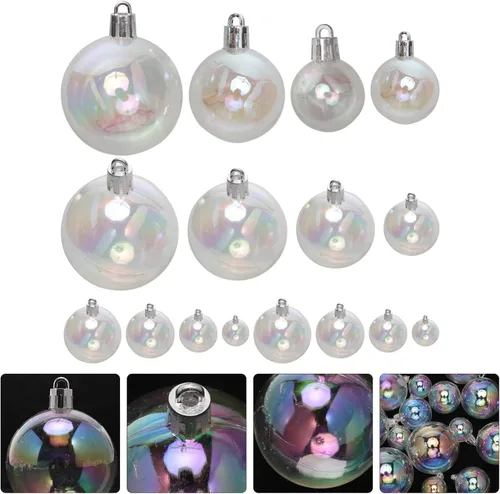 Vista 9 de Garneck 72 adornos de bola iridiscente de Navidad, bolas de plástico rellenables, bolas colgantes inastillables, árbol de Navidad, vacaciones, boda