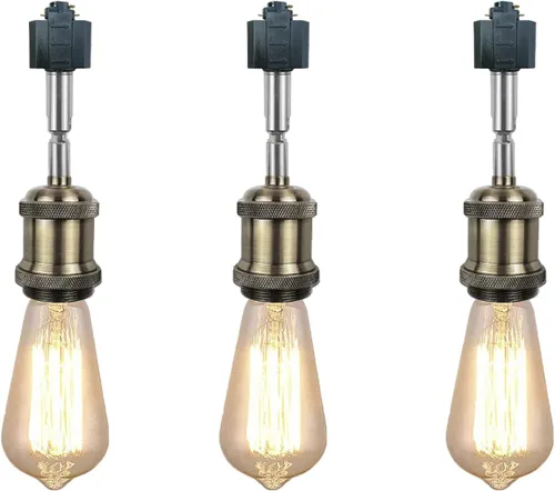 Vista 9 de Paquete de 1 unidad de diseño retro E26/E27 con base de título ajustable, ángulo de título rotado, sistema H, mini iluminación de cabeza de pista