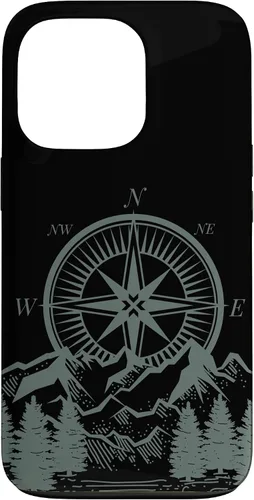 Vista 10 de iPhone 16 Compass Nautical Aesthetic Tree Mountains Landsacpe Case