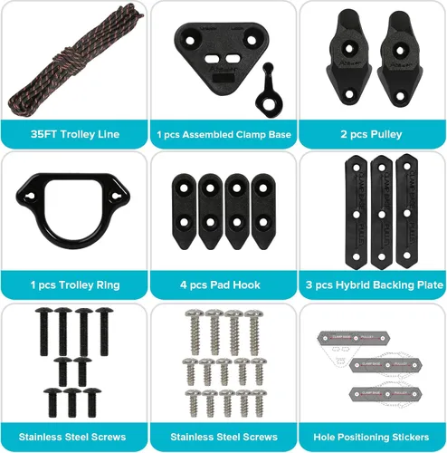 Vista 5 de Kit de carro de anclaje para kayak, sistema de carro de anclaje para canoa de kayak