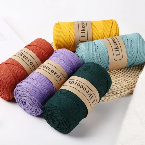 Vista 5 de Likeecords Cordón de macramé trenzado de poliéster de 0.157 in, 140 yardas, 426 pies, hilo elástico para bolsa de ganchillo para manualidades