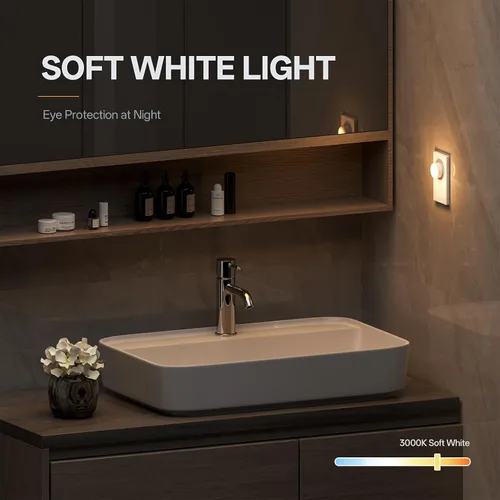Vista 8 de Luz nocturna enchufable, mini luces nocturnas LED regulables para niños, sensor automático del atardecer al amanecer, lámpara nocturna de encendido