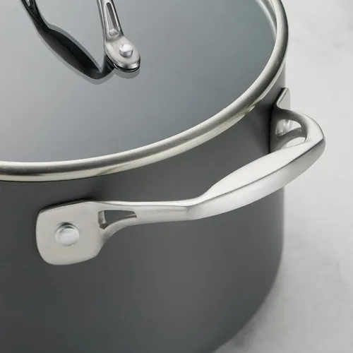 Vista 5 de Tramontina OnyxPro - Juego de 8 utensilios de cocina anodizados duros antiadherentes con tapas de vidrio, ollas y sartenes, apto para horno