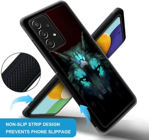 Vista 3 de CARLOCA Funda compatible con Samsung Galaxy A53 5G, diseño gráfico de identidad negro espiritual lobo, a prueba de golpes, antiarañazos