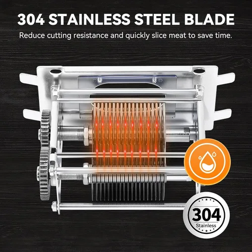 Vista 5 de Newhai máquina cortadora de carne comercial 2 en 1, rebanador de carne eléctrico de 3.5mm, rebanador y triturador de alimentos y verduras, 850W 110
