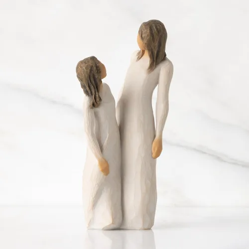 Vista 6 de Willow Tree Time Together, "I Love Our Time Together", Figura de madre e hija con manos juntas, figura esculpida pintada a mano