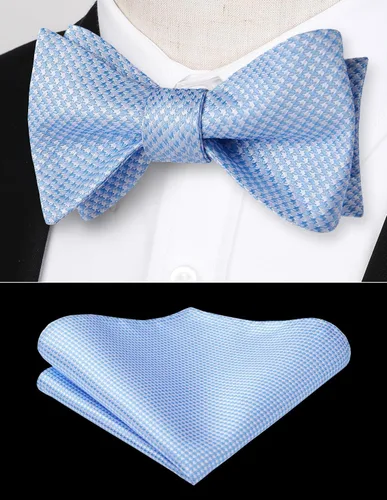 Vista 179 de HISDERN Pajaritas para hombre, diseño de lunares, corbatín y bolsillo cuadrado, clásico, esmoquin de negocios, boda, pajaritas, pañuelo