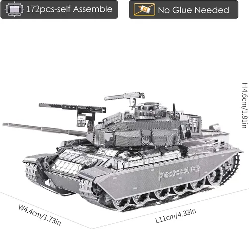 Vista 4 de Piececool Rompecabezas 3D para adultos, kits de modelo de tanque de metal, tanque Centurion Afv para bricolaje, bloques de construcción de bloques