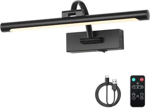 Vista 8 de DESOOP - Luces inalámbricas recargables para cuadros, iluminación de galería, luz de marco de fotos con batería, control remoto y temporizador, luz