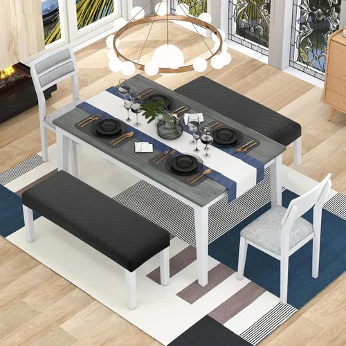 Vista 2 de YISUN Fundas de banco impermeables para comedor, funda de banco de jacquard elástica, antipolvo, extraíble, lavable, protector de asiento de silla