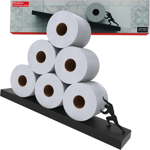 Vista 11 de Artori - Estante flotante de papel higiénico – Decoraciones de pared de baño, soporte de papel higiénico de pared inclinado, organizador