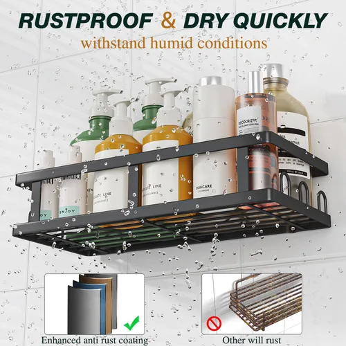 Vista 3 de Youvip Organizador de ducha adhesivo sin taladro, organizador de baño con soporte para jabón, estantes inoxidables de gran capacidad para ducha