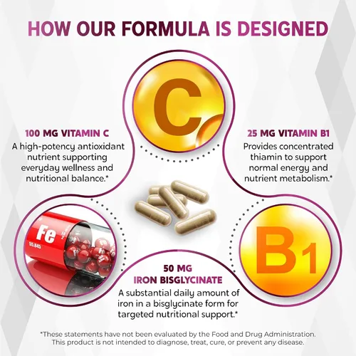 Vista 13 de Bisglicinato de hierro natural Nessarit 6 en 1 con vitamina C, 150 cápsulas