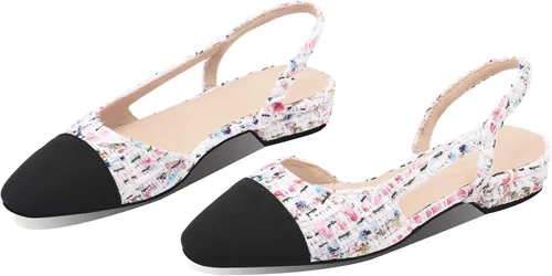 Vista 4 de JiaBinji Zapatos planos para mujer con puntera redonda cerrada en dos tonos