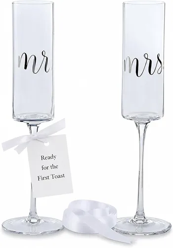 Vista 12 de Mud Pie Mrs. Wedding - Juego de copas de champán, talla única