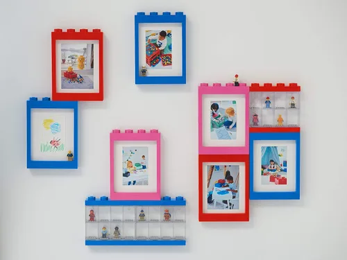 Vista 8 de Room Copenhagen LEGO - Estuche de exhibición de minifiguras apilable, contenedor de almacenamiento para figuras coleccionables, 4 tachuelas, azul