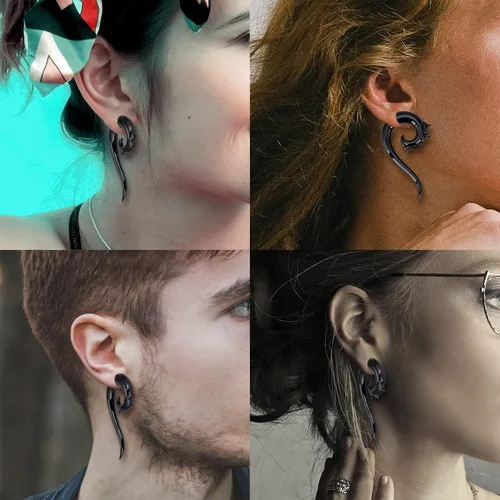Vista 4 de Stuppendux Tapones de dilatación en espiral de cristal para oreja, dilatadores, dilatadores, dilatadores, piercings para el cuerpo, medidores