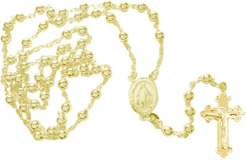 Vista 2 de Ritastephens Collar de cruz de Virgen María con cuentas de rosario italiano de plata de ley u oro de 0.118 in