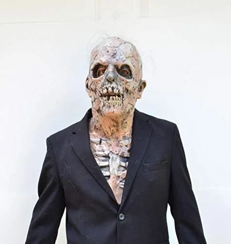 Vista 5 de Máscara de látex de esqueleto zombi y calavera de Halloween con diseño de Walking Dead