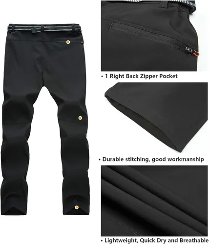 Vista 5 de CARWORNIC Pantalones de senderismo ligeros para hombre, de secado rápido, impermeables, para escalar, con bolsillos con cremallera
