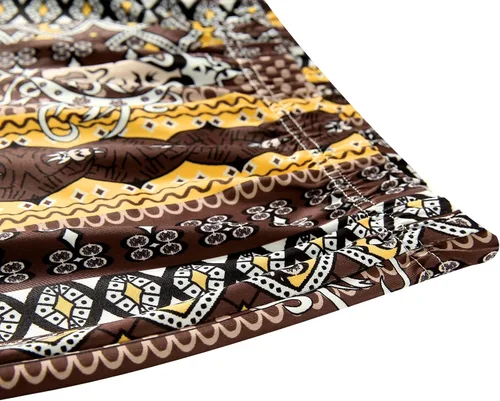 Vista 5 de FOMOYUU Pantalones acampanados con estampado bohemio para mujer, de cintura alta, elásticos, pantalones acampanados de talla grande, pantalones