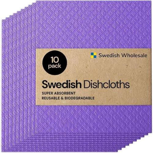 Vista 12 de Paños de esponja de celulosa sueca para platos, paquete de 10 paños de limpieza ecológicos, sin olor, reutilizables, para cocina, absorbente
