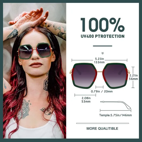Vista 7 de WOWSUN Oversized Big Fashion Sunglasses for Women Irregular Large Shades UV Protection