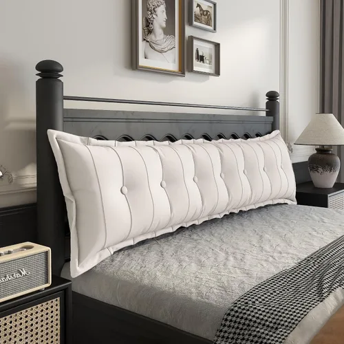 Vista 16 de Johnear Almohada de cabecera negra de felpa para lectura, almohada de apoyo para la espalda, almohada para cama sentada, sofá cama para adultos